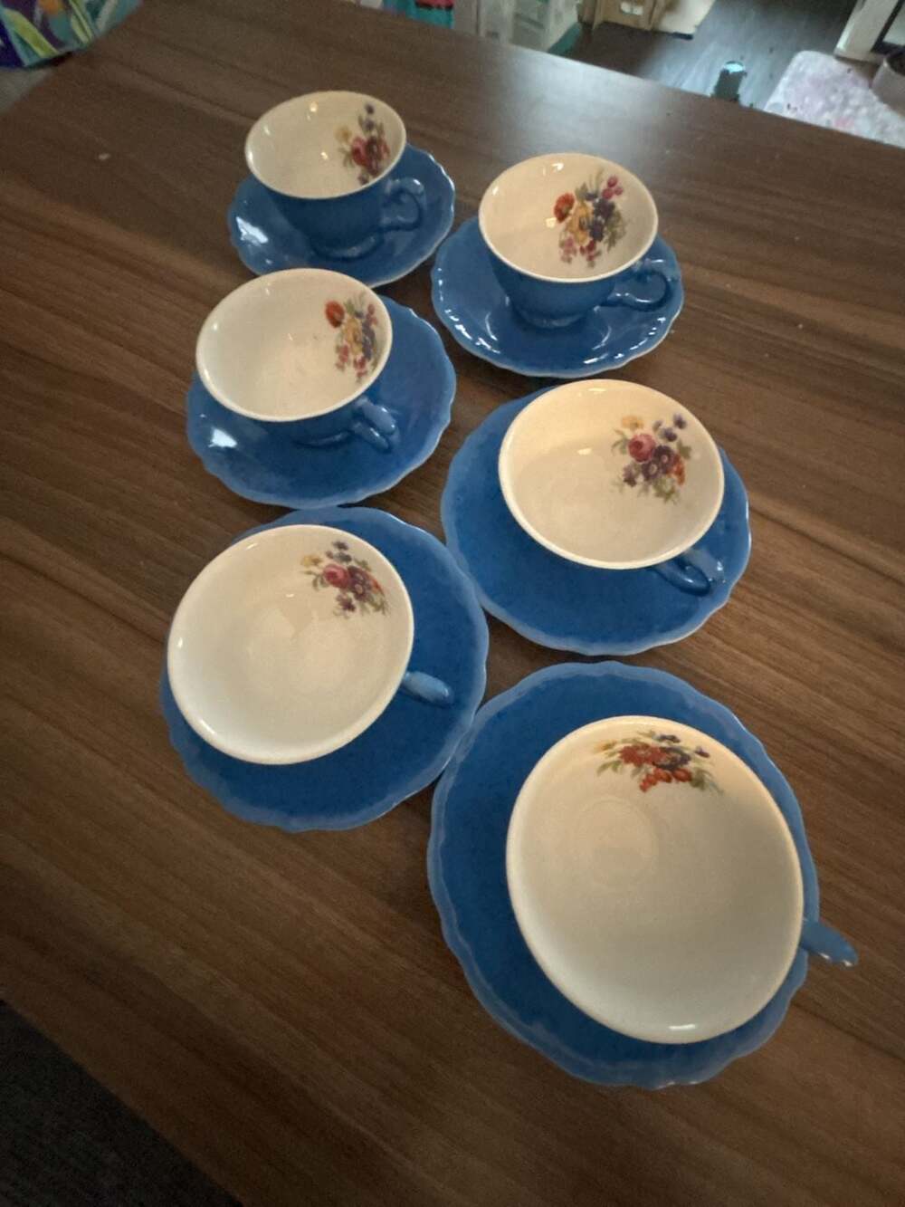 Vintage Victoria Czechoslovakia Porcelain Demitasse Cup And Saucer Blue Gold